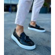 Mens Classic Shoes - Black White Patent Leather - 127