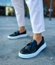 Mens Classic Shoes - Black White Patent Leather - 127