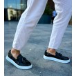 Mens Classic Shoes - Black White Patent Leather - 127