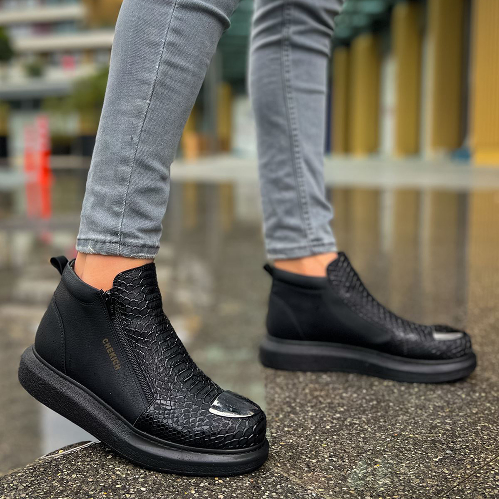 Mens High Top Boots - Black - 133