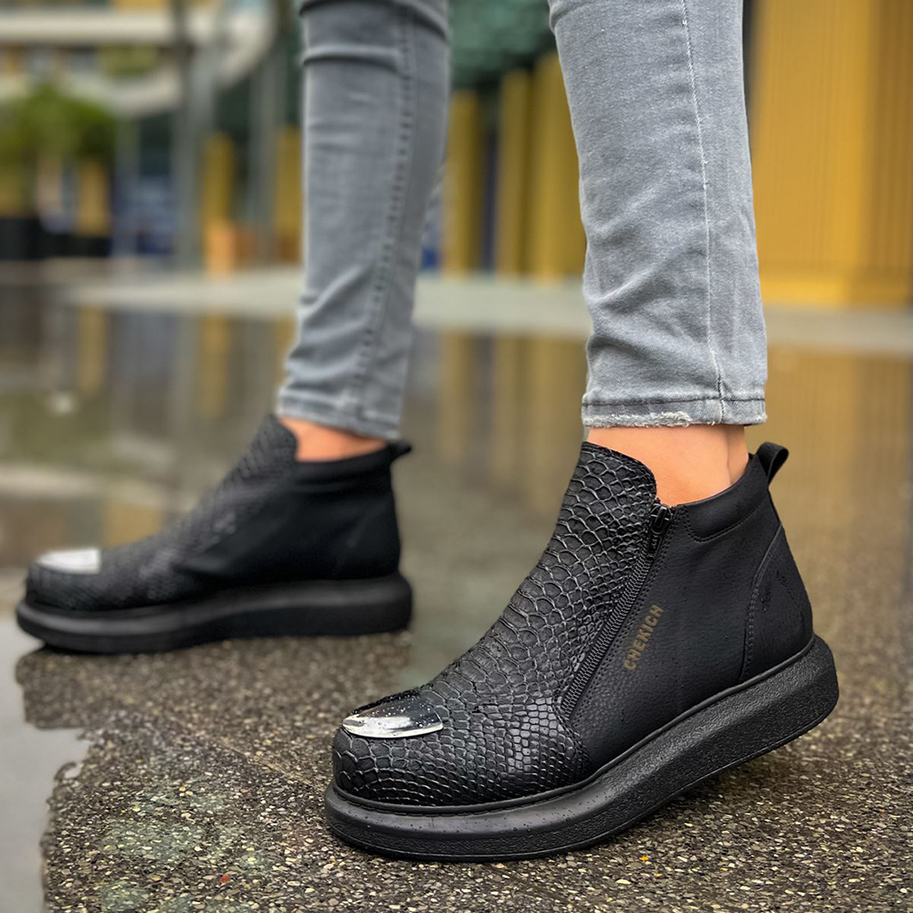 Mens High Top Boots - Black - 133