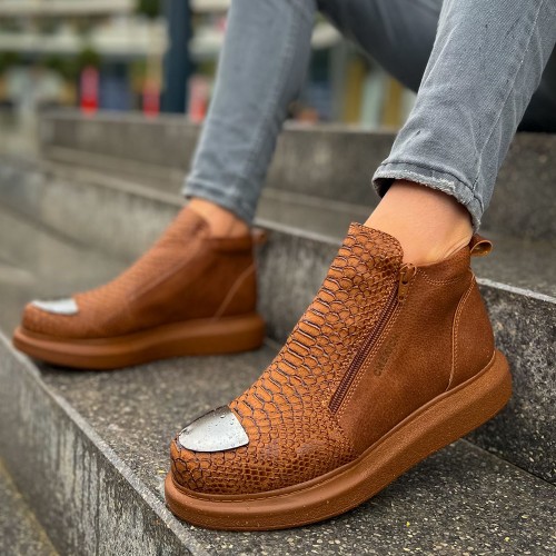Mens High Top Boots - Tan - 133