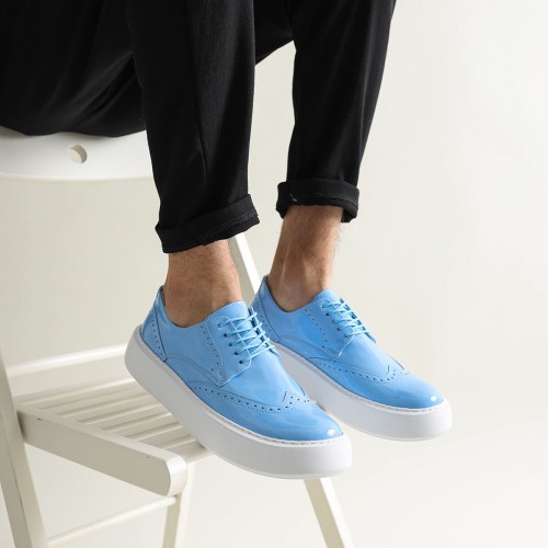 Mens Sneakers - Blue Patent Leather - 149