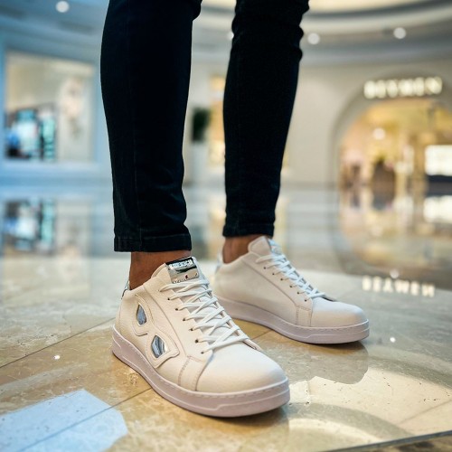Mens Sneakers - White Silver - 151