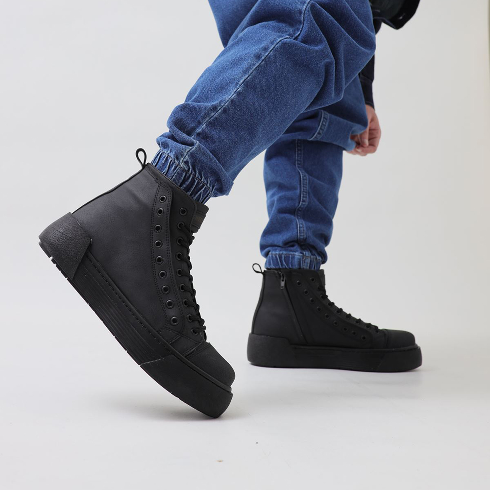 Men's High Top Sneakers - Black - 167