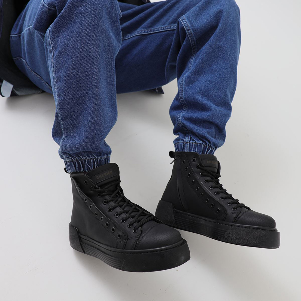 Men's High Top Sneakers - Black - 167