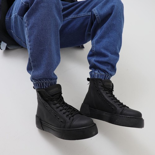 Men's High Top Sneakers - Black - 167