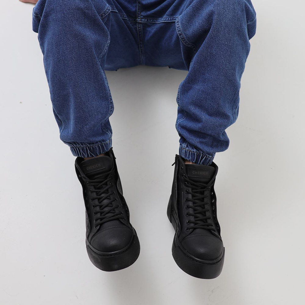 Men's High Top Sneakers - Black - 167