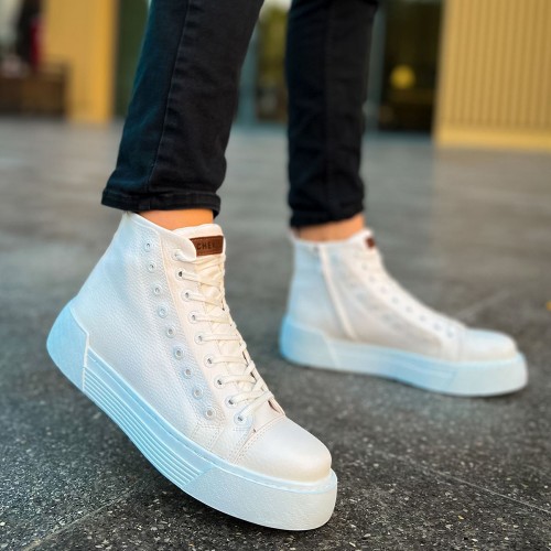 Mens High Top Sneakers - White - 167