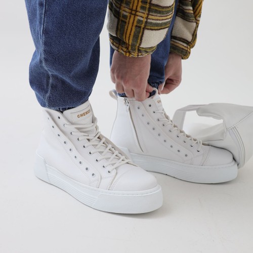 Men's High Top Sneakers - White - 167