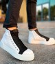 Mens High Top Sneakers - White Black - 167