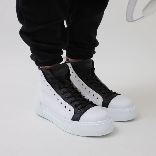 Men's High Top Sneakers - White Black - 167