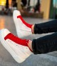 Mens High Top Sneakers - White Red - 167