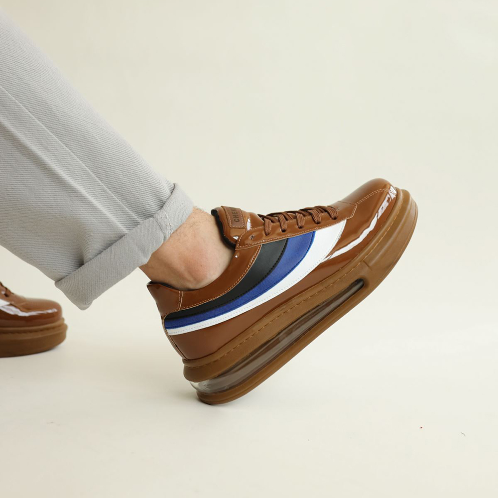 Mens Sneakers - Tan Patent Leather - 171