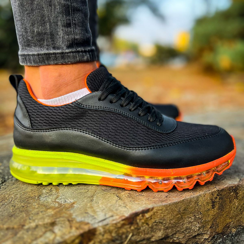 Mens Sneakers - Black Orange - 181