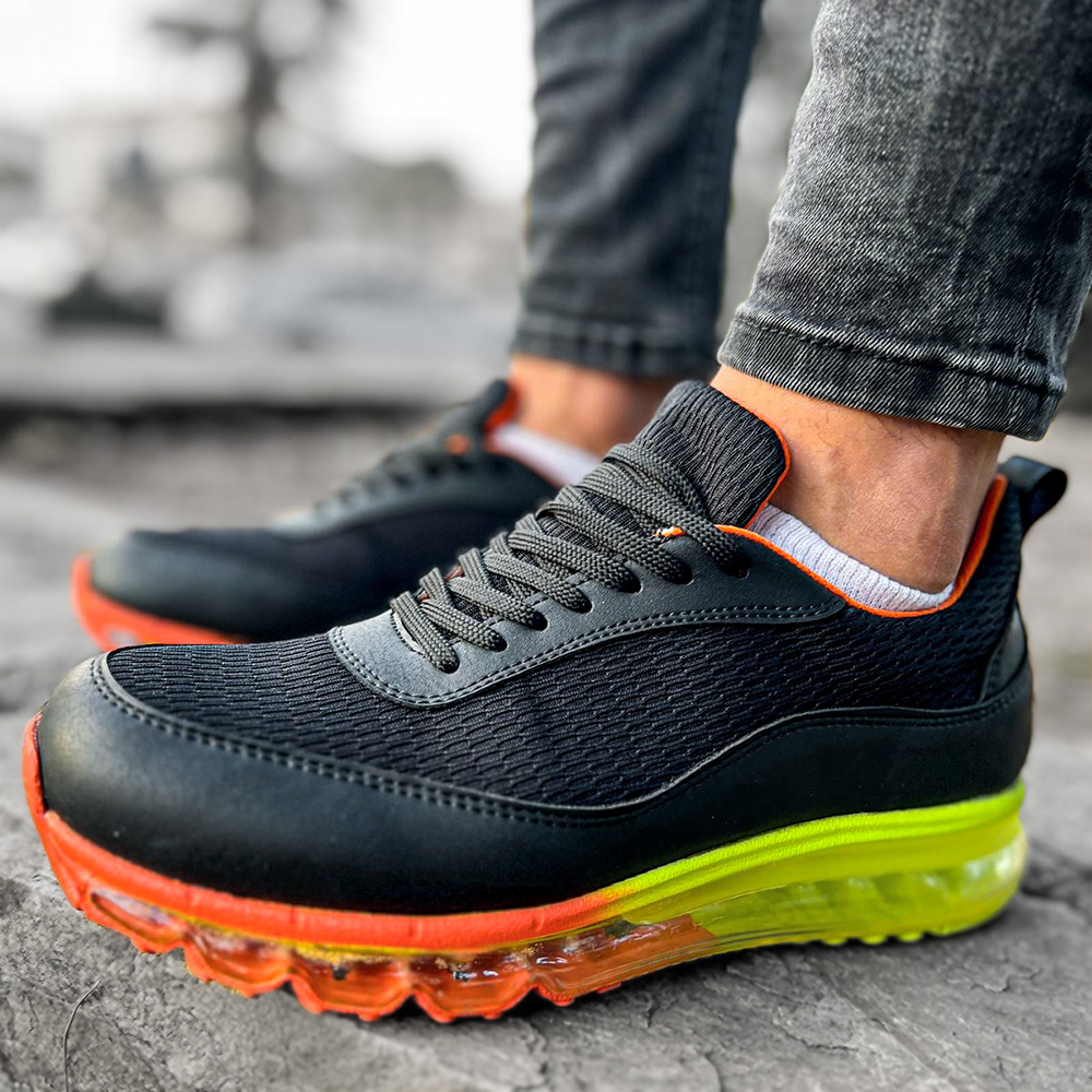 Mens Sneakers - Black Orange - 181