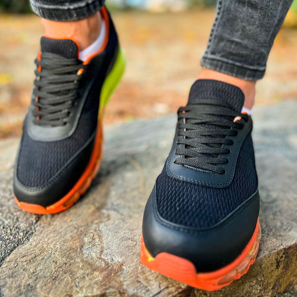 Mens Sneakers - Black Orange - 181