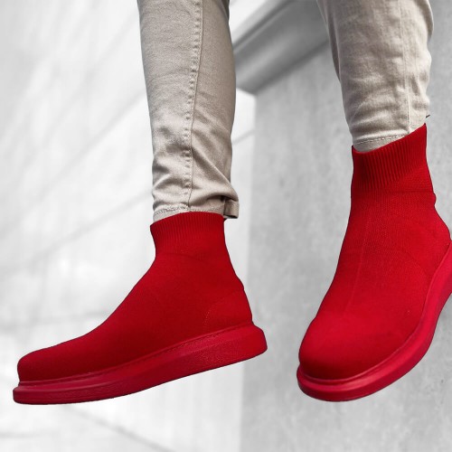 Mens High Top Sneakers - Red - 207