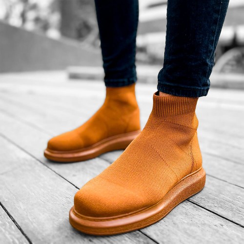 Mens High Top Sneakers - Tan - 207