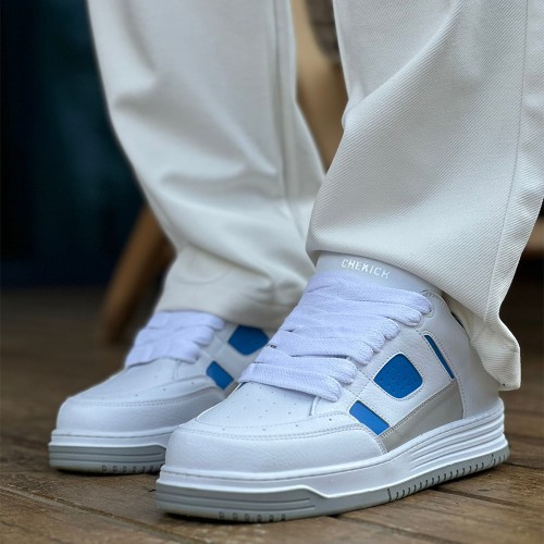 Mens Sneakers - White Blue - 2410