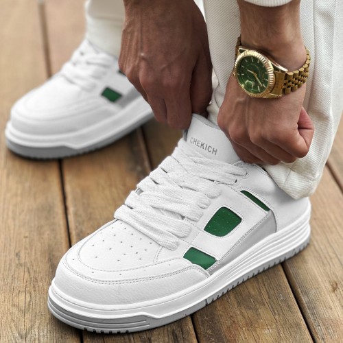 Mens Sneakers - White Green - 2410