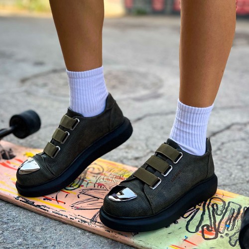 Womens Sneakers - Black Khaki - 251