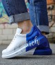 Mens Sneakers - White Blue Painted - 254