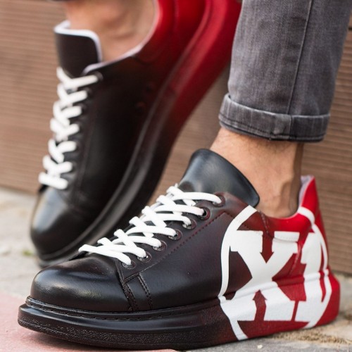 Mens Sneakers -Black Red X1 Painted - 254