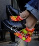 Mens Sneakers - Black Red Yellow Painted - 254