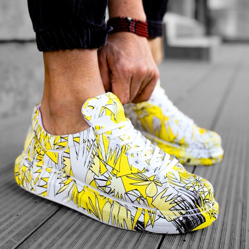 Mens Painted Sneakers - Yellow - 255