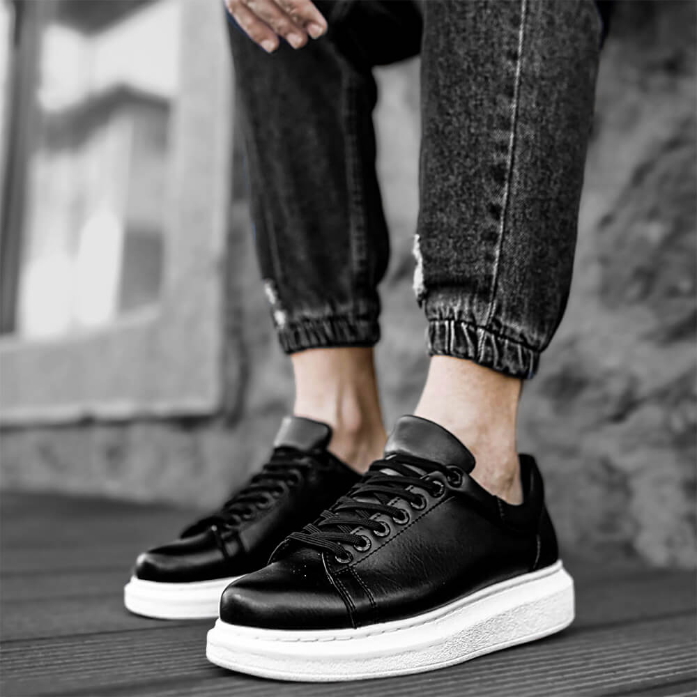 Mens Sneakers - Black White - Apollo