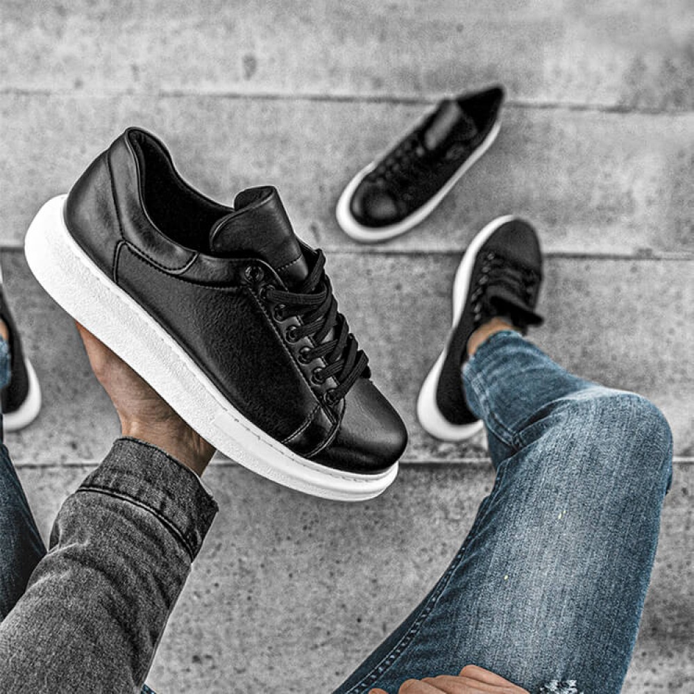 Mens Sneakers - Black White - Apollo