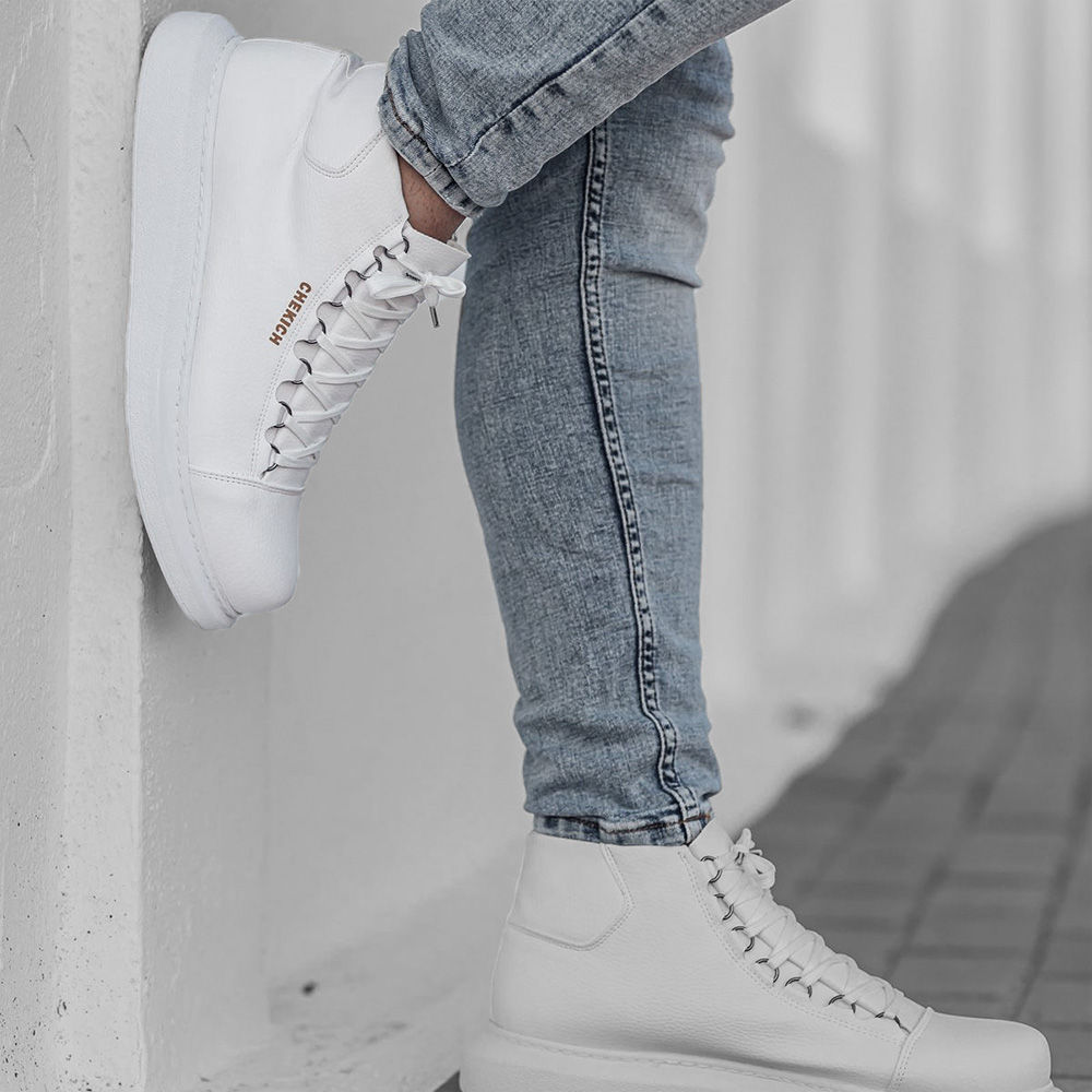 Mens High Top Sneakers - White - Enzo