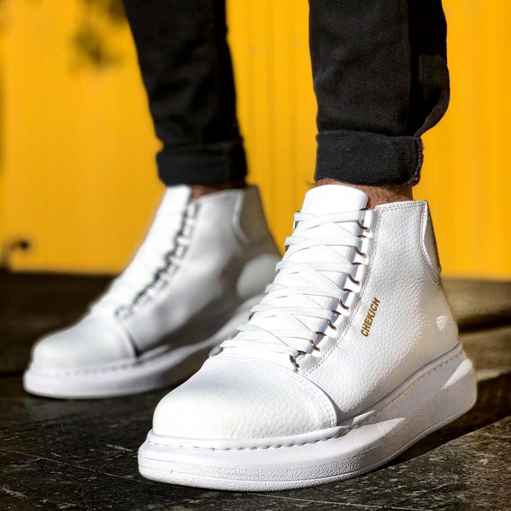 Men's High Top Sneakers - White - Enzo