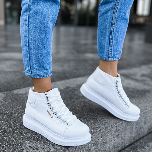 Mens High Top Boots - White - Enzo