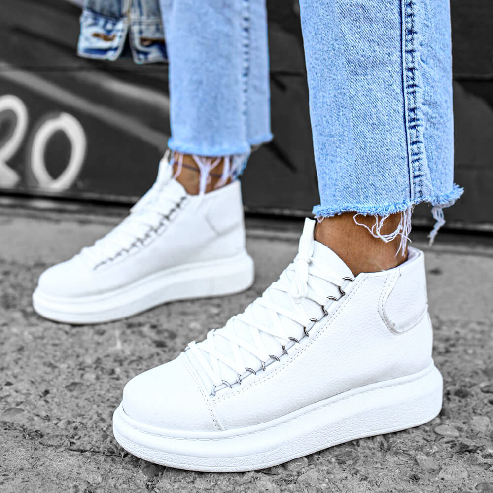 Men's High Top Sneakers - White - Enzo