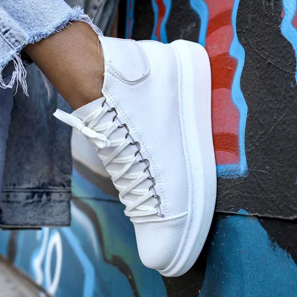 Men's High Top Sneakers - White - Enzo