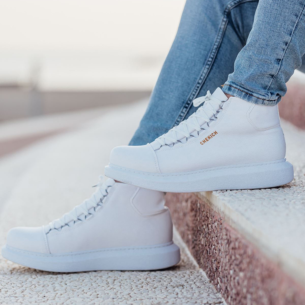 Men's High Top Sneakers - White - Enzo