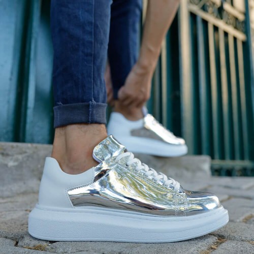 Mens Sneakers - Silver White - 259