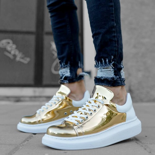 Mens Sneakers - Gold White - 259