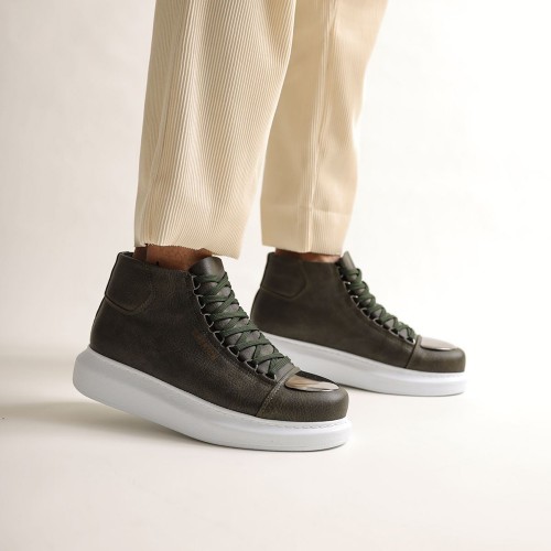 Mens High Top Sneakers - Khaki - 267