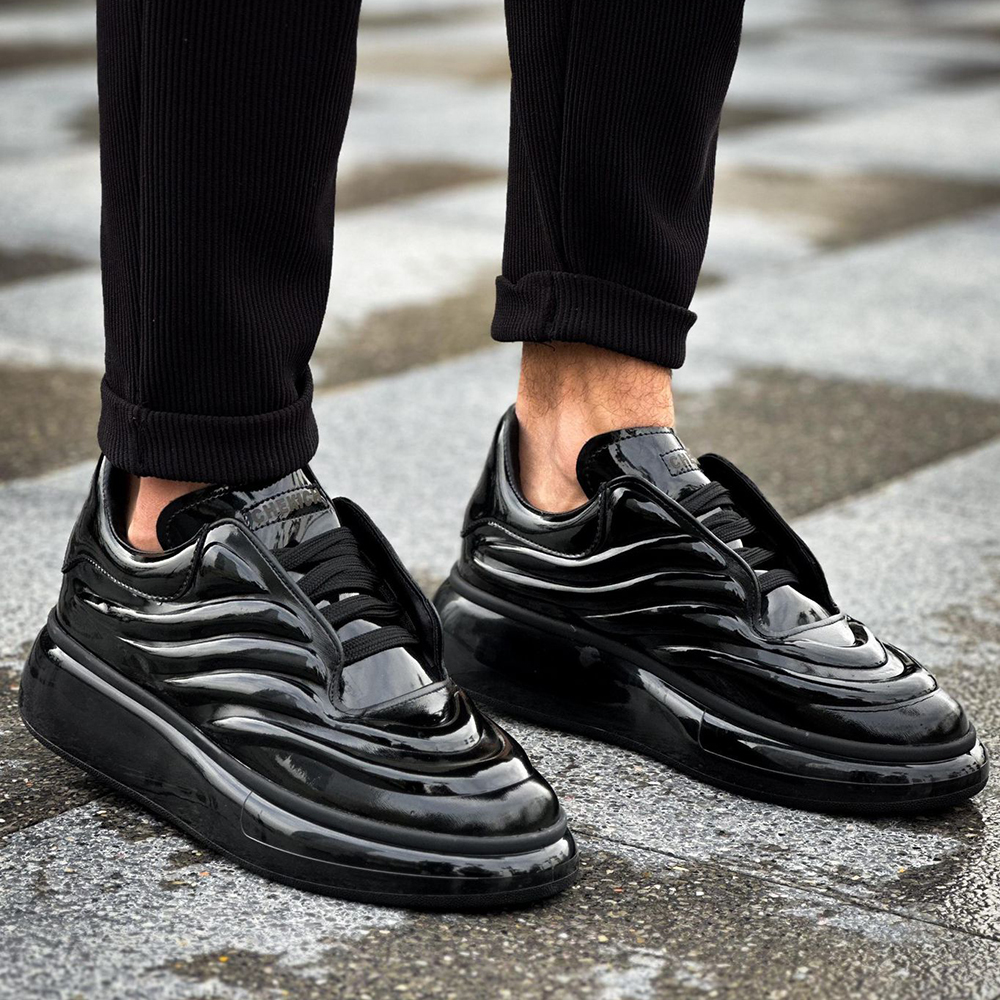Mens Sneakers - Black Patent Leather - 295