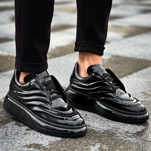 Mens Sneakers - Black Patent Leather - 295