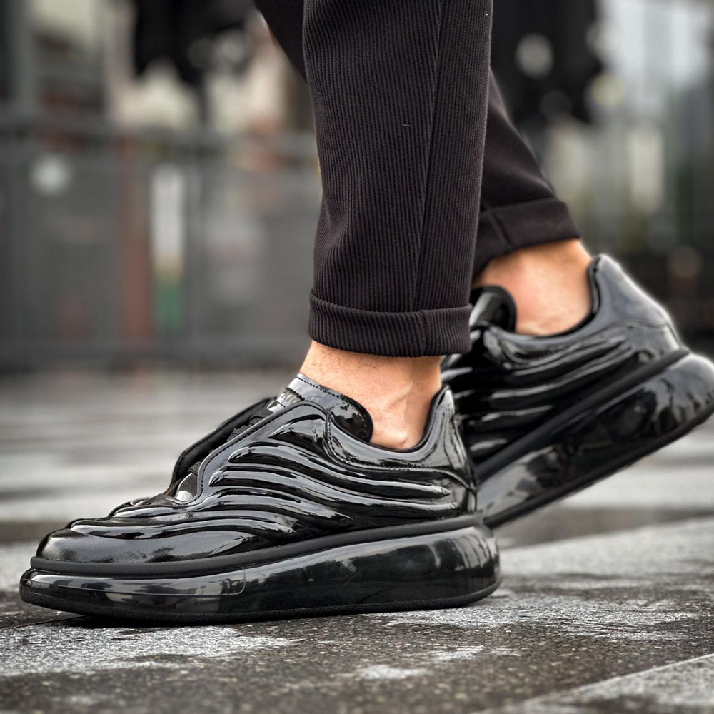 Mens Sneakers - Black Patent Leather - 295