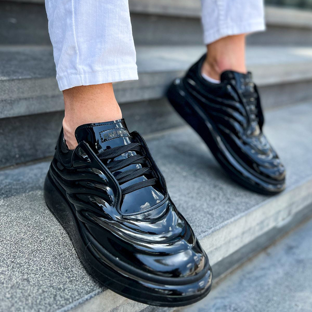 Mens Sneakers - Black Patent Leather - 295