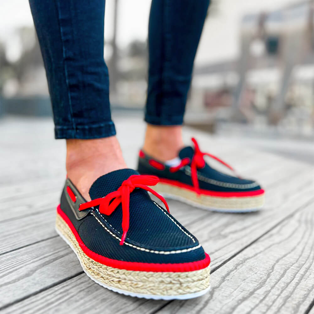 Mens Espadrilles - Black Red - 311