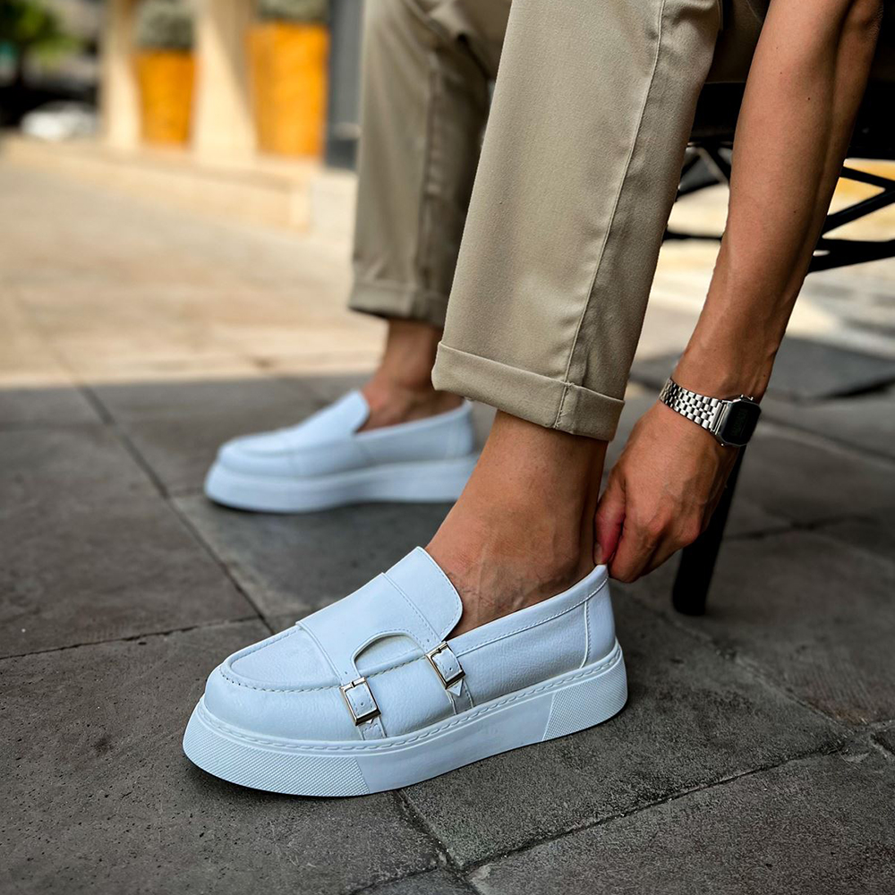 Mens Moccasin - White - 417