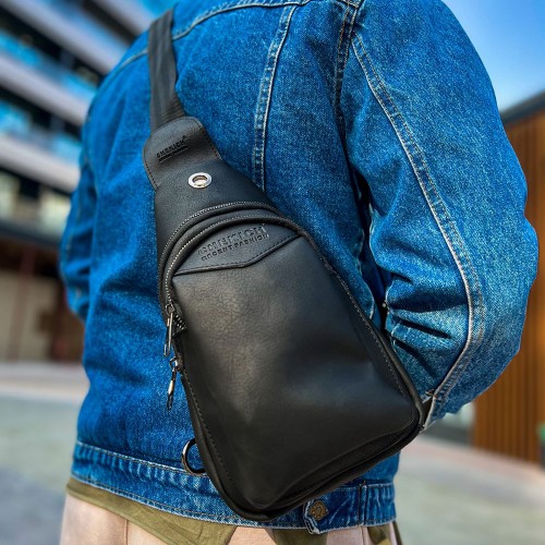 Mens Shoulder Bag - Black - 008