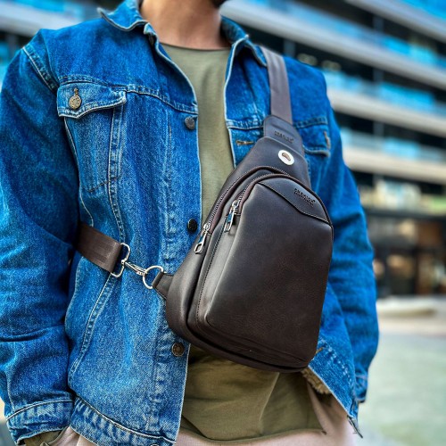 Mens Shoulder Bag - Brown - 008