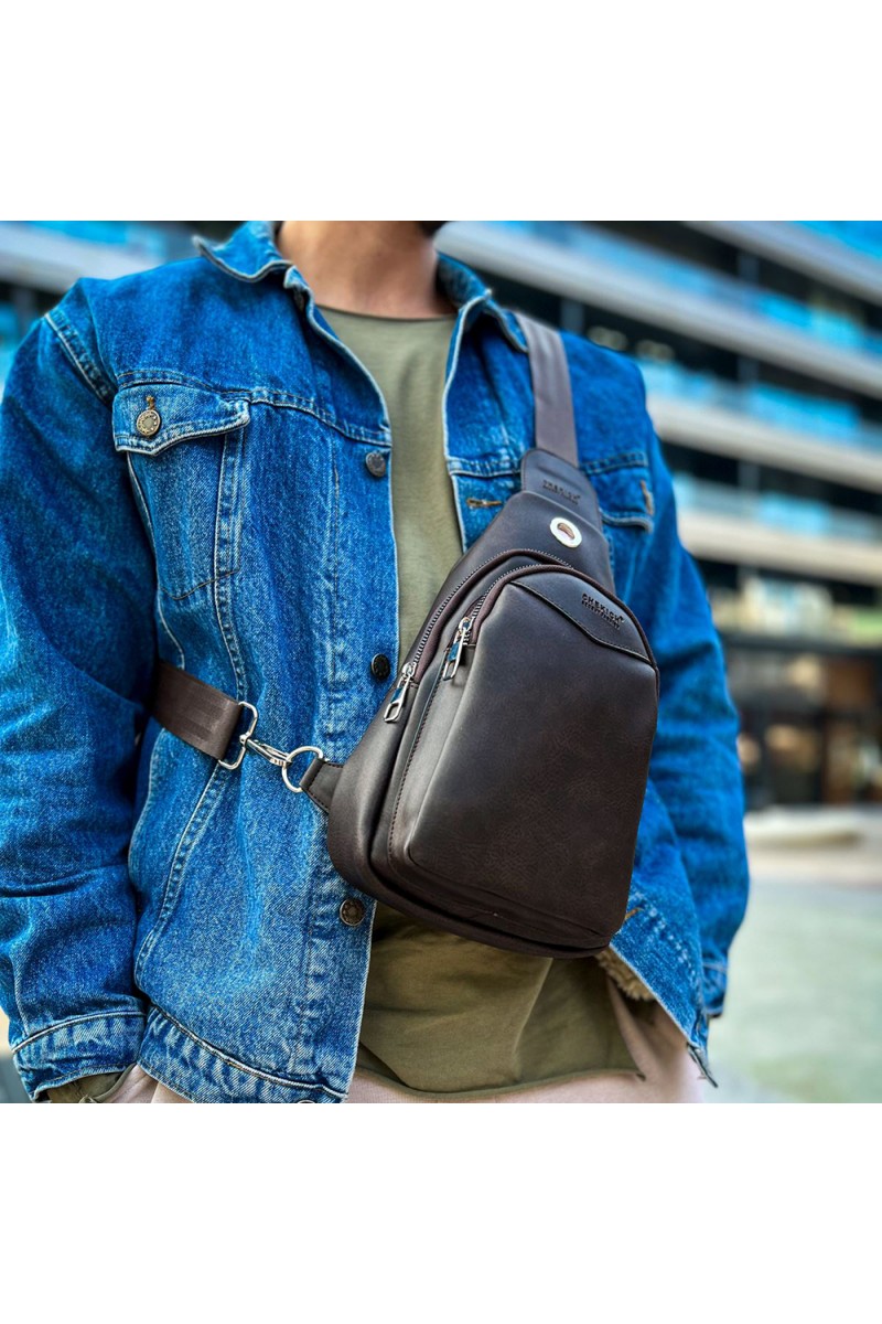Mens Shoulder Bag - Brown - 008